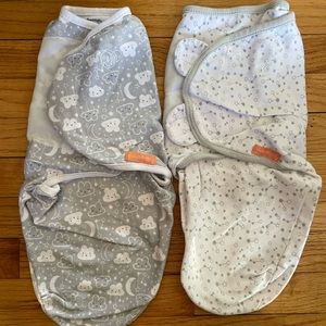Two SwaddleMe Original Swaddles - Size S/M, Grey, Washed but never used.